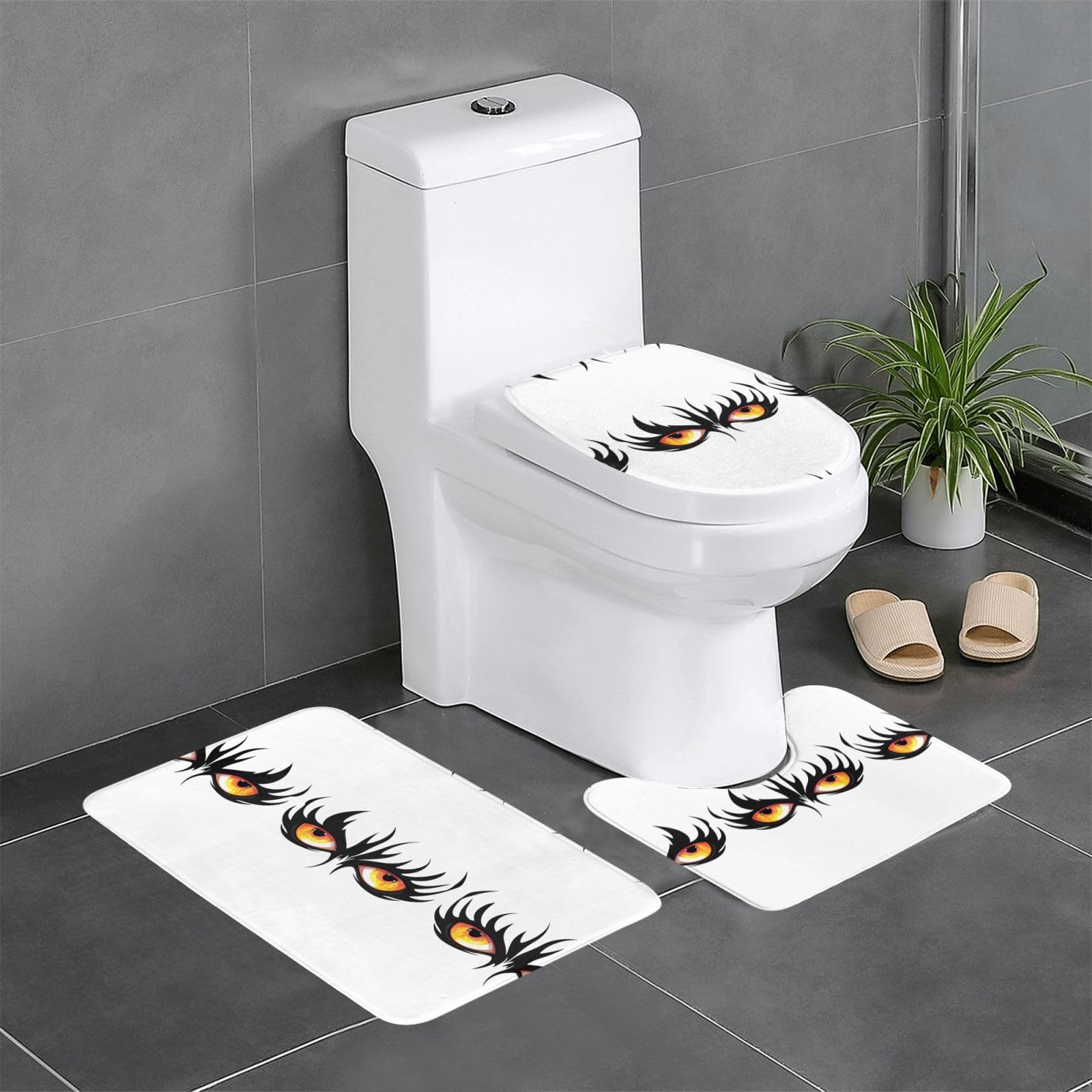 Tapis de salle de bain antidérapants WHJDPP, lot de 3 pour toilettes et baignoire