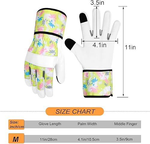 Miniatura 2 de Guantes de jardinería de cuero para mujer, guantes de jardín a prueba de espinas, diseño de pantalla táctil, guantes de trabajo resistentes para el