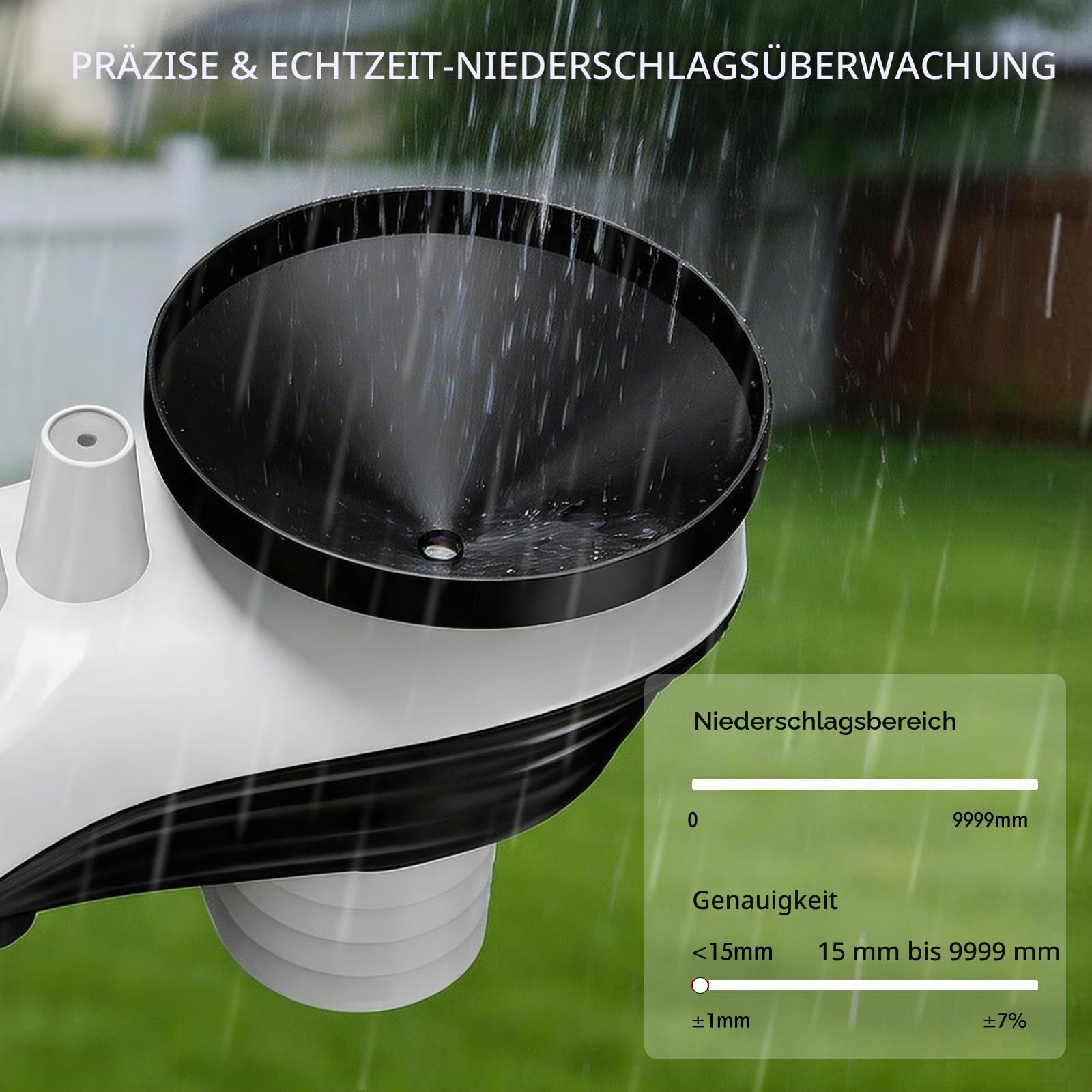 12-in-1 Wetterstation Funk mit Außensensor, Windmesser, Regenmesser, Barometer, Innen-/Außentemperatur & Luftfeuchtigkeit, Wettervorhersage, Mondphase, Farbdisplay, große Reichweite