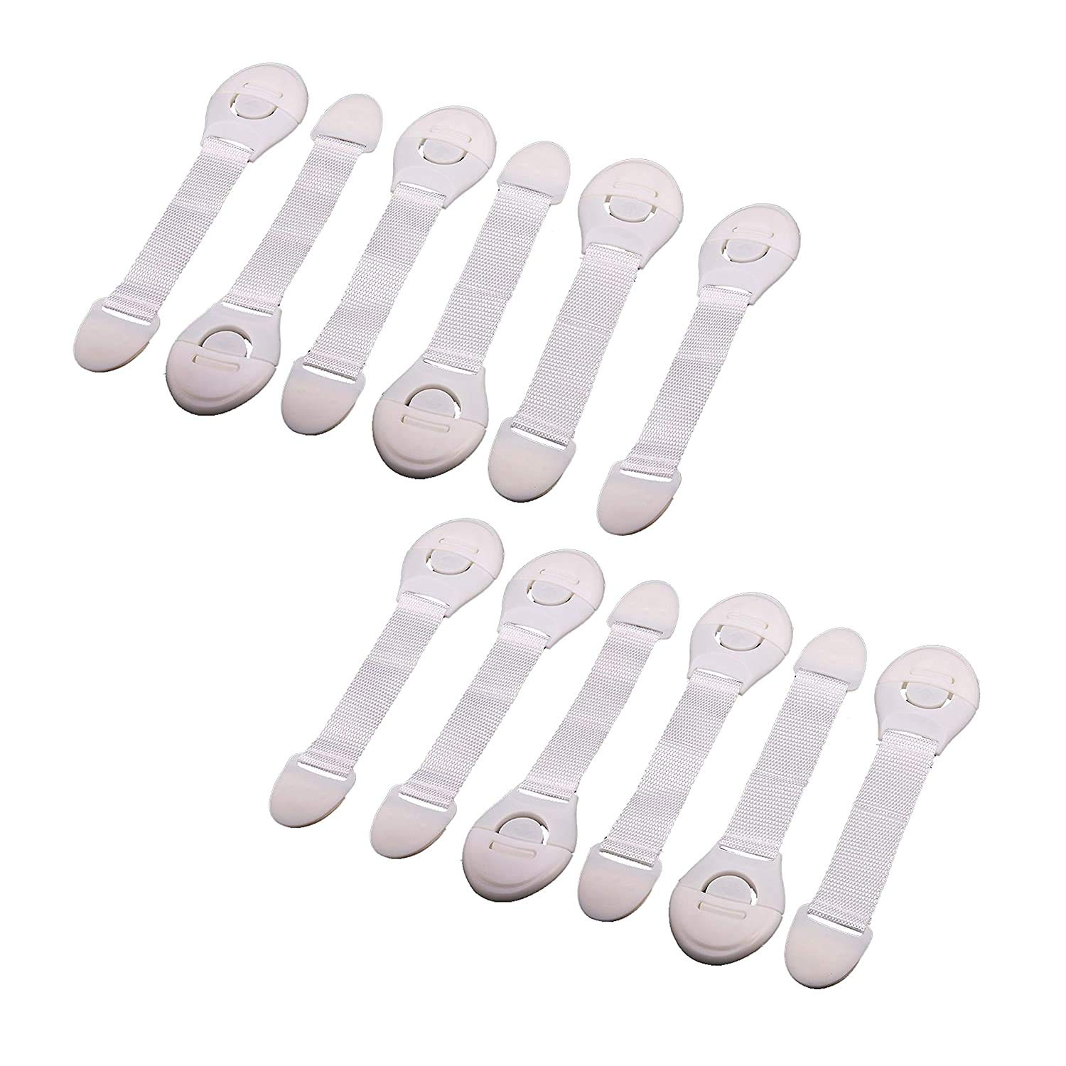 QUICKSHOP Baby proofing Safety Lock/Latch for Drawers, Cupboard, Sliding Doors, Fridge, Window, Cabinet for Child Safety I White (Pack of 12)