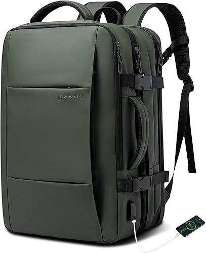 Miniatura 8 de BANGE Mochila de mano, mochilas de viaje expandibles de 45 L, maletín de mochila de fin de semana, mochila impermeable para laptop de 17.3 pulgadas