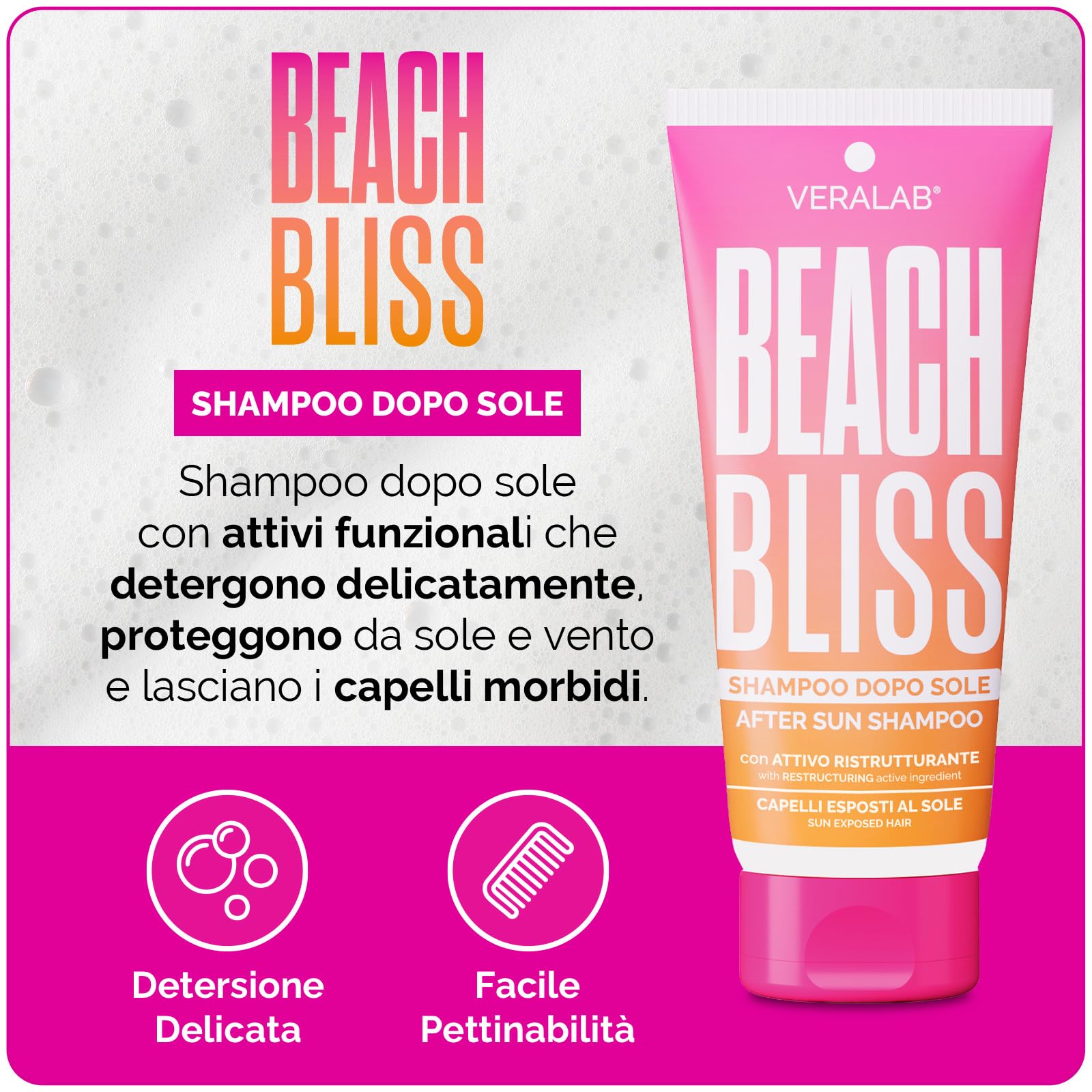 Veralab Kit Beach Bliss, Shampoo Doposole Protettivo + Maschera Doposole Nutriente e Districante + Pochette