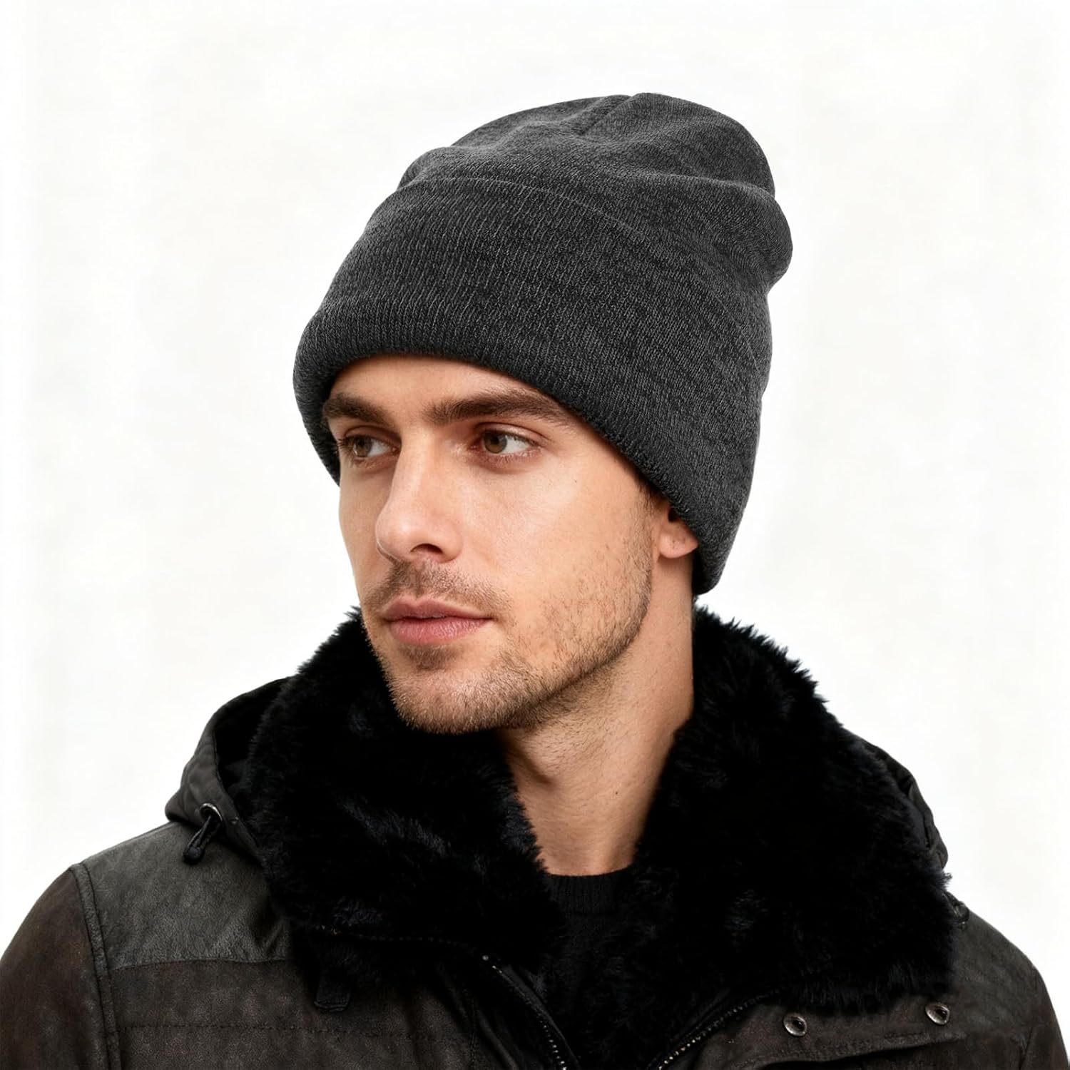 Winter Warm Beanie Daily Hat Double Layered Polar Fashion Knitted Fleece Lined Ski Stocking Skull Cap for Men Women - Image 4