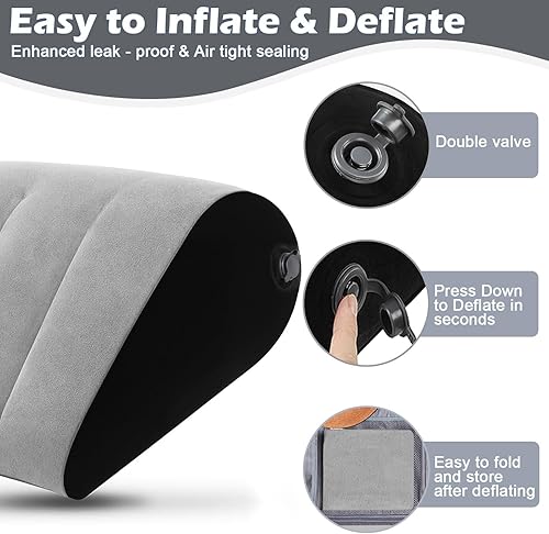 Miniatura 8 de TheClover Cojín inflable portátil de cuña  Paquete de 2 posicionadores corporales, almohada plegable de cuña para dormir, viajes, espalda, cama,