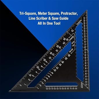 Carpenter's Square 12 Inch Triangle Protractor Triangle Ruler Try Square Metric Aluminum Alloy Precision Layout Measuring Tool for Carpenters Engineers