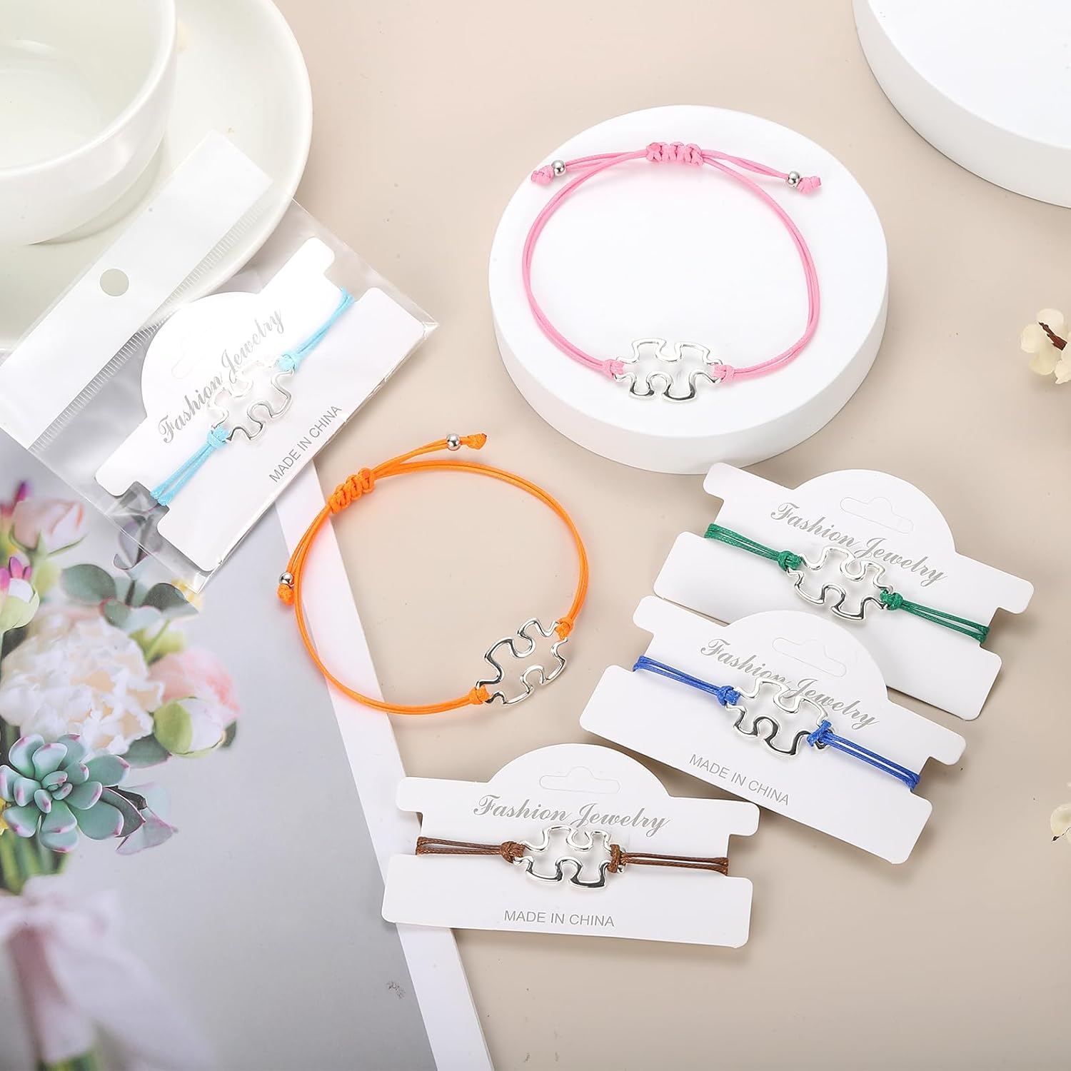 PATIKIL Puzzle String Bracelet, Adjustable Handmade Braided Cords Rope Bracelet with Pendant for Friendship DIY Craft Jewelry - Image 6