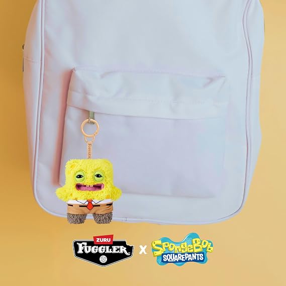 Fuggler Spongebob 5-inch Licensed Keyring Assortment 5 Pack by ZURU Funny Ugly Monster Stuffed Animal with Human-Like Teeth, Collectible Bag Charm for Kids, Tweens, Teens, Adults