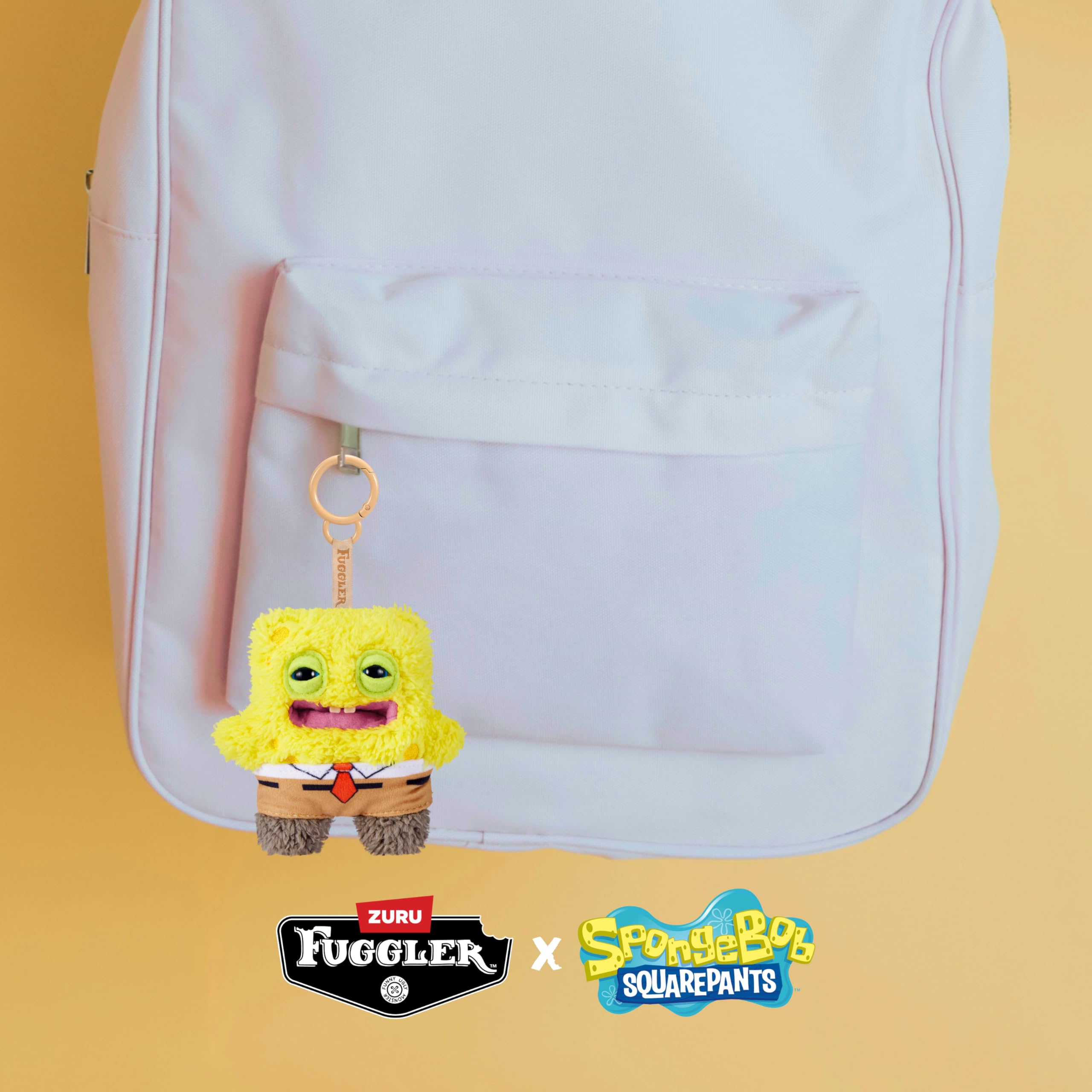 Fuggler SpongeBob 5-Inch Plush Keyring by ZURU – Giocattolo di peluche Funny Ugly Monster con denti quasi umani, portachiavi collezionabile per bambini, adolescenti, adulti e amanti dei peluche strani