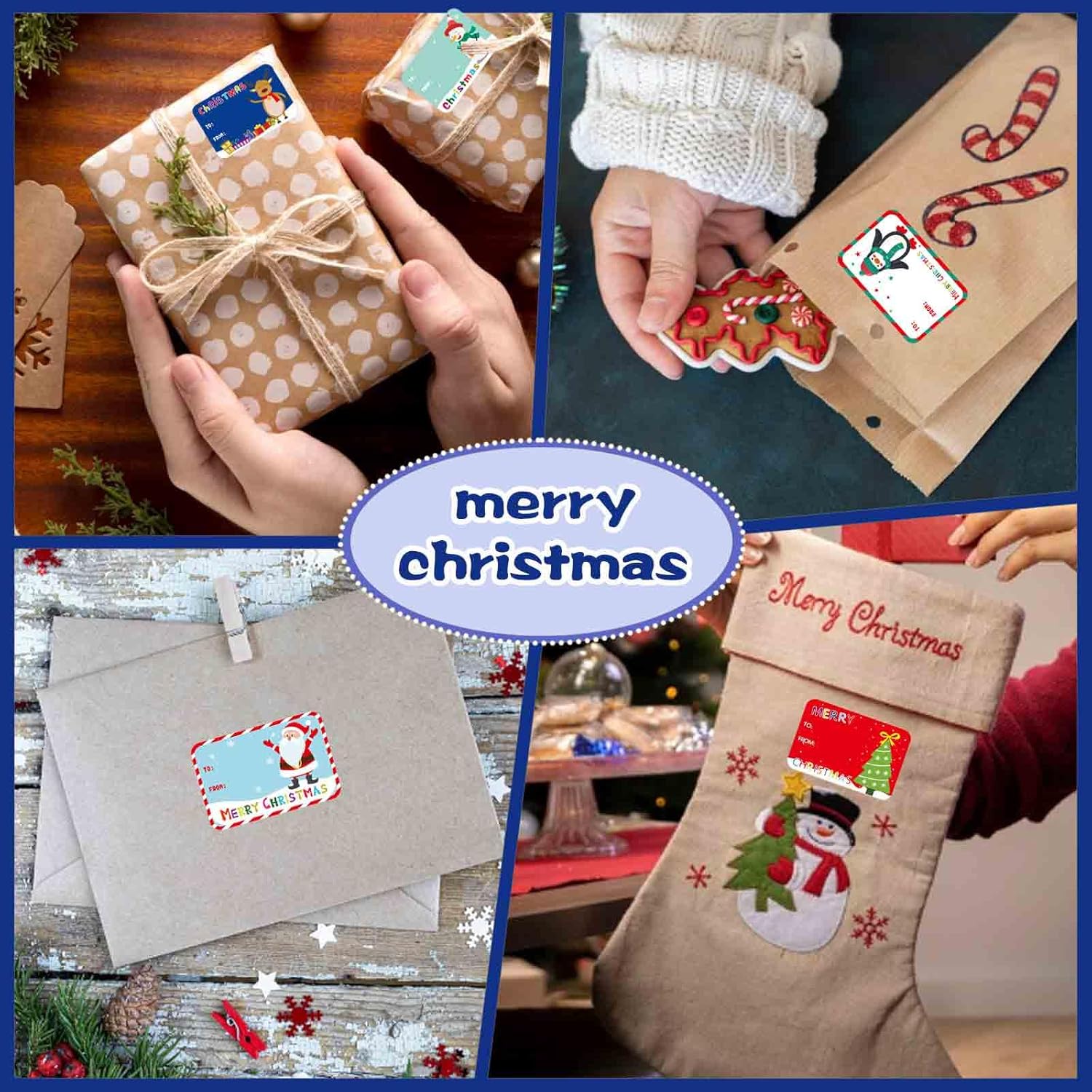 300PCS Christmas Gift Tags Stickers, Self-Adhesive Christmas Name Tags for Gifts Wrappings Christmas Gift Labels Stickers for Presents Boxes Bags Envelopes Holiday Decoration - Image 6