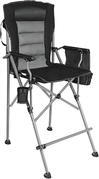 REDCAMP Oversized Tall Camping Chair for Adults, 330lbs Portable High Folding Directors Chair, Foldable Bar Height Stool with Makeup Pocket for Lawn Sport Face Painting, Black