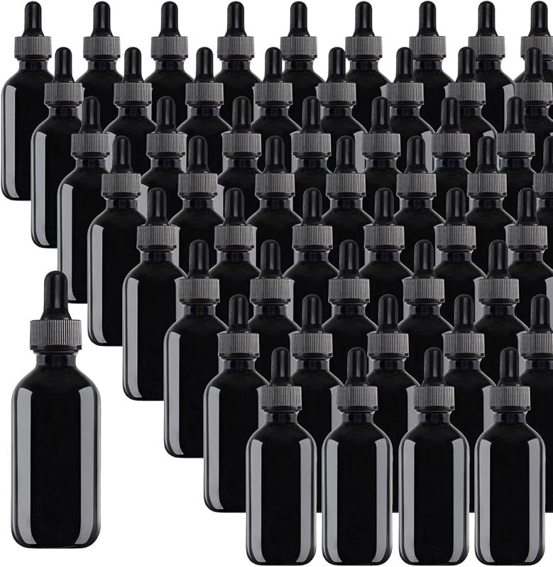 Easeen Frascos de Vidro Preto com Conta-gotas, 15 mL, Pacote com 72