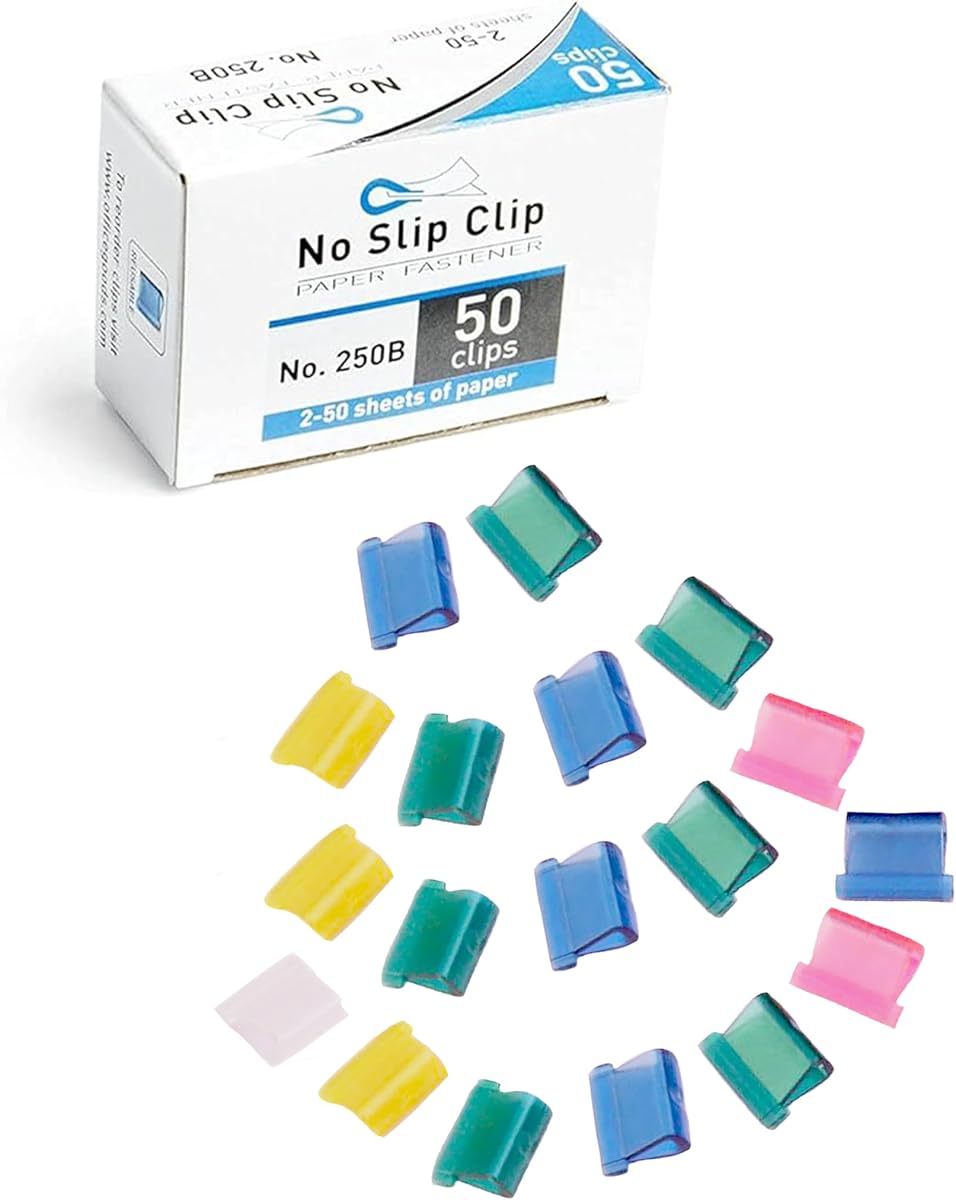 No Slip Clip Refills, Binds Up to 50 Pages,Multicolor,100 Count | Reusable paper fasteners that work with No Slip Clip Dispenser, Functional office and school supplies, 0.5" L x 0.5" W