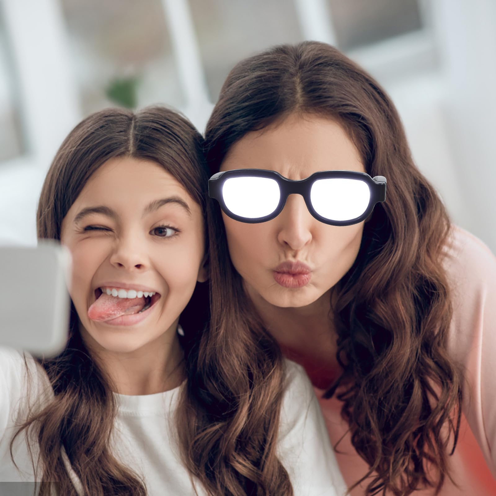 Gafas Luminosas LED Carga Usb, Diseño Divertido y Cómodo de Plástico Negro para Fiesta y Disfraz, Accesorio Creativo y Único para Eventos