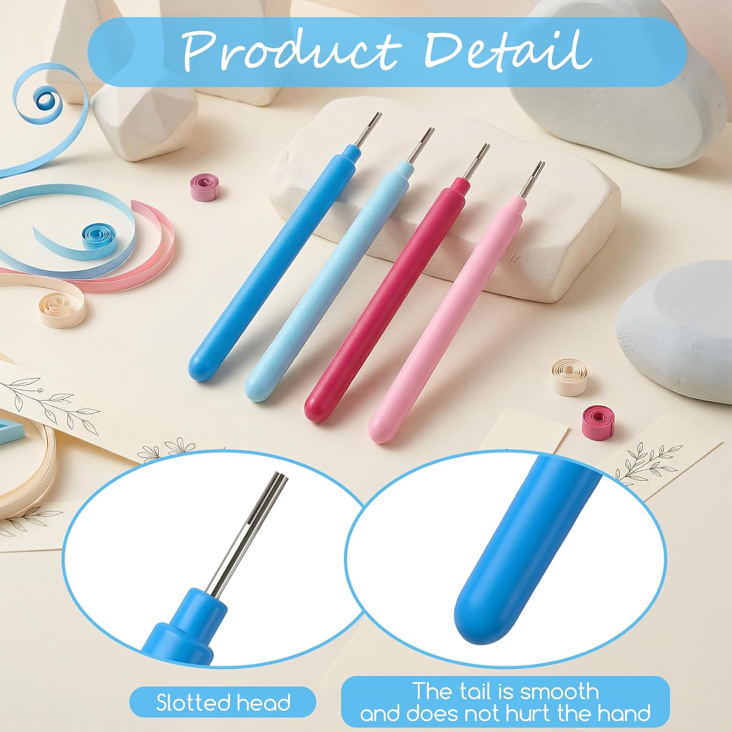 Jeffdad 16Pcs Paper Quilling Slotted Tools, Rolling Curling Quilling Needle Pen DIY Card Making Paper Pen Papers Quillings Slotted Tools for Art Craft DIY Paper Cardmaking Project 4 Colors
