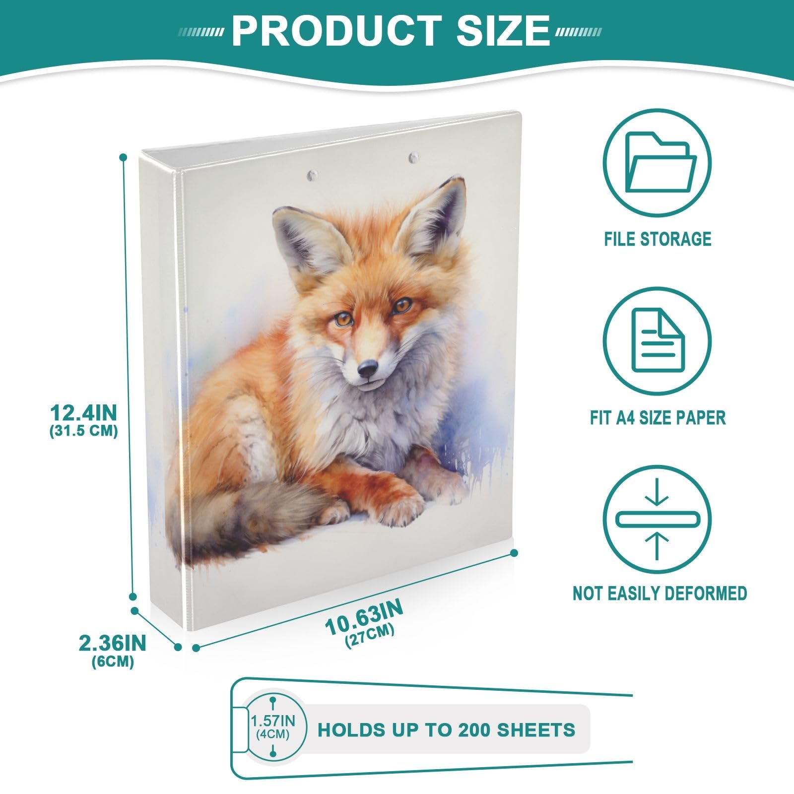 Red Fox - Raccoglitore a 3 anelli, 3,8 cm, contiene 200 fogli con 3 tasche interne trasparenti in PVC, per scuola e ufficio