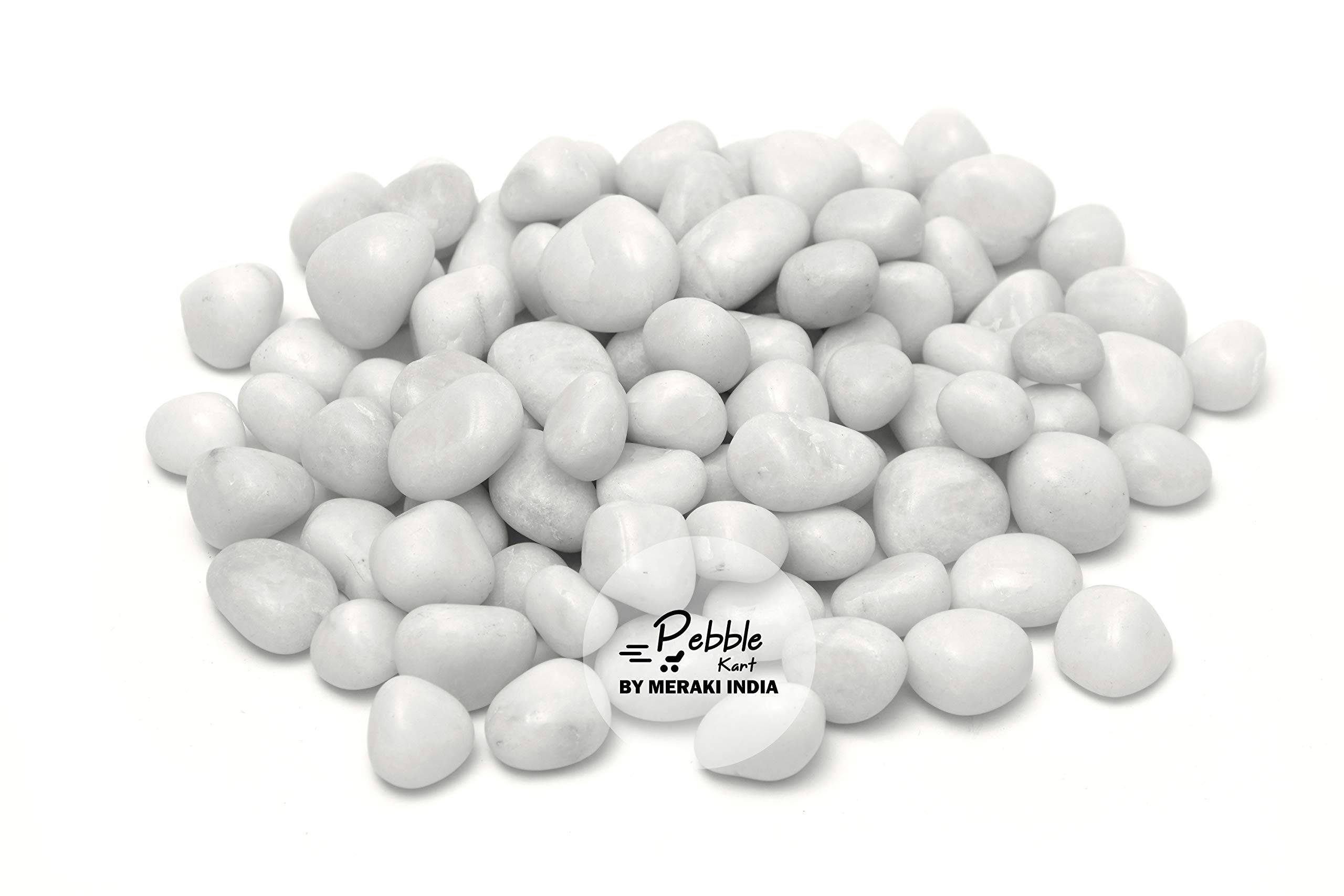 Pebble Kart by Meraki India Polished Glossy White Pebble Stones (Medium and Small, 1kg Pack) (B07D4FTL4S) Amazon Price History, Amazon Price Tracker
