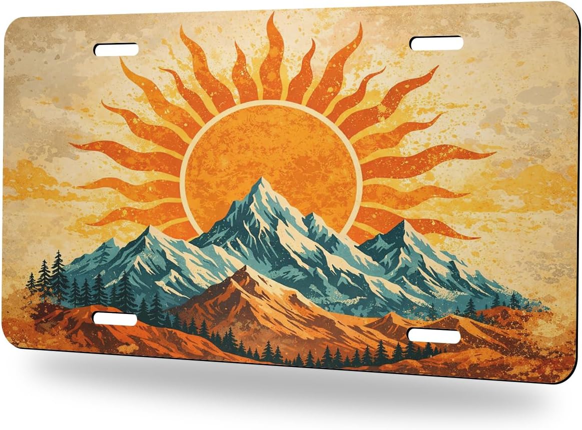 Cross Front License Plate Patchwork Floral Vintage Spring Faith Car Decorative License Plates Aluminum Metal Decor Accessory Novelty Vanity Tag Cover with 4 Holes for Men Women 6" X 12"