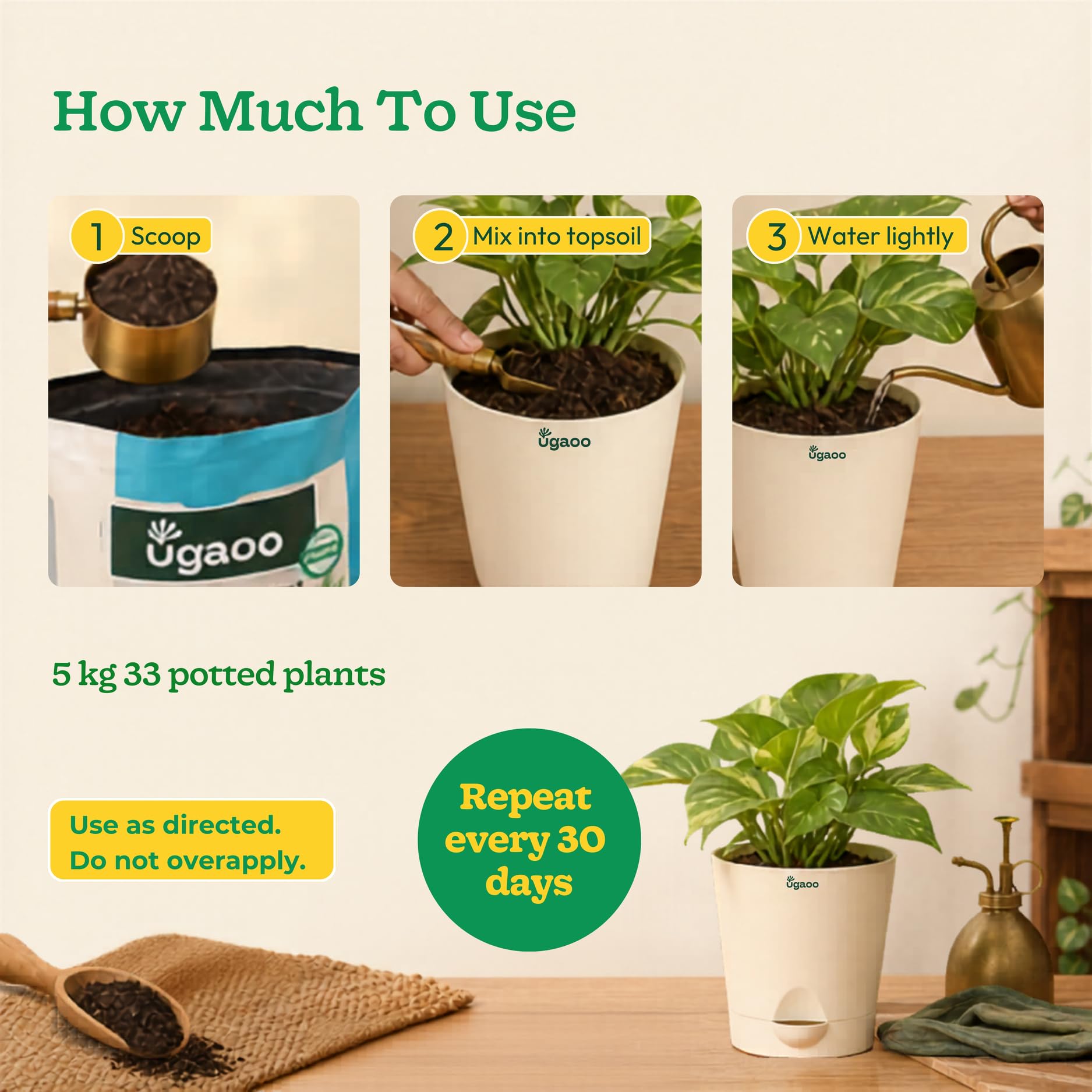 Ugaoo Organic Vermicompost for Plants 5 Kg | Pure Earthworm Compost Manure Rich in NPK & Micronutrients | Natural Plant Food for Indoor, Outdoor Flowering & Home Garden | Sterilized and Odour-Free 2