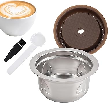 Reusable Pods for Nespresso Vertuo Next/Pop/Plus, 230ml Stainless Steel Refillable Coffee Capsule Food-Grade Large Capacity Reusable Pod Set for Home & Office