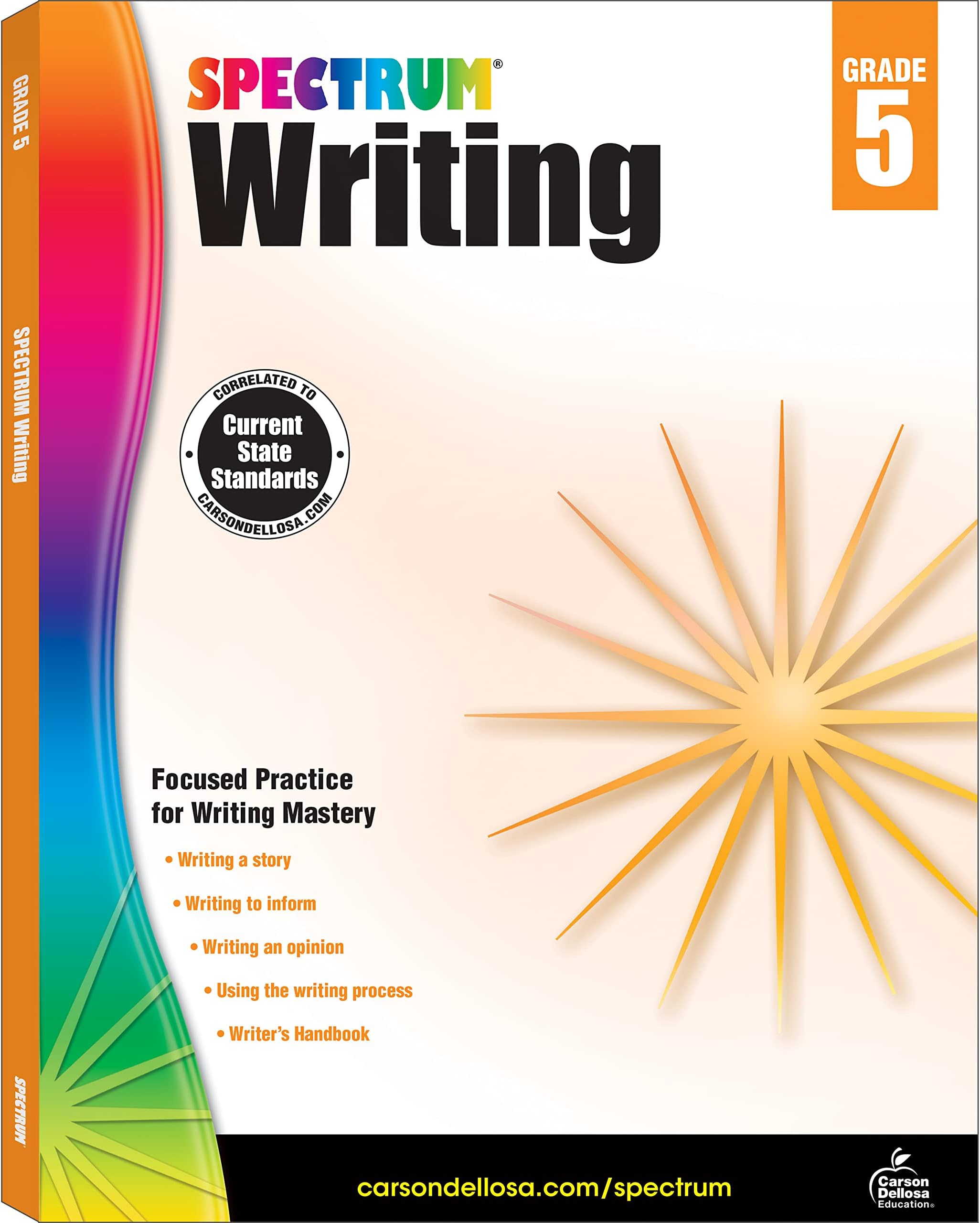 Spectrum 5th Grade Writing Workbooks, Ages 10 to 11, Grade 5 Writing, Informative, Persuasive, News Report, Article, and Story Writing Prompts, Writing Practice for Kids - 136 Pages