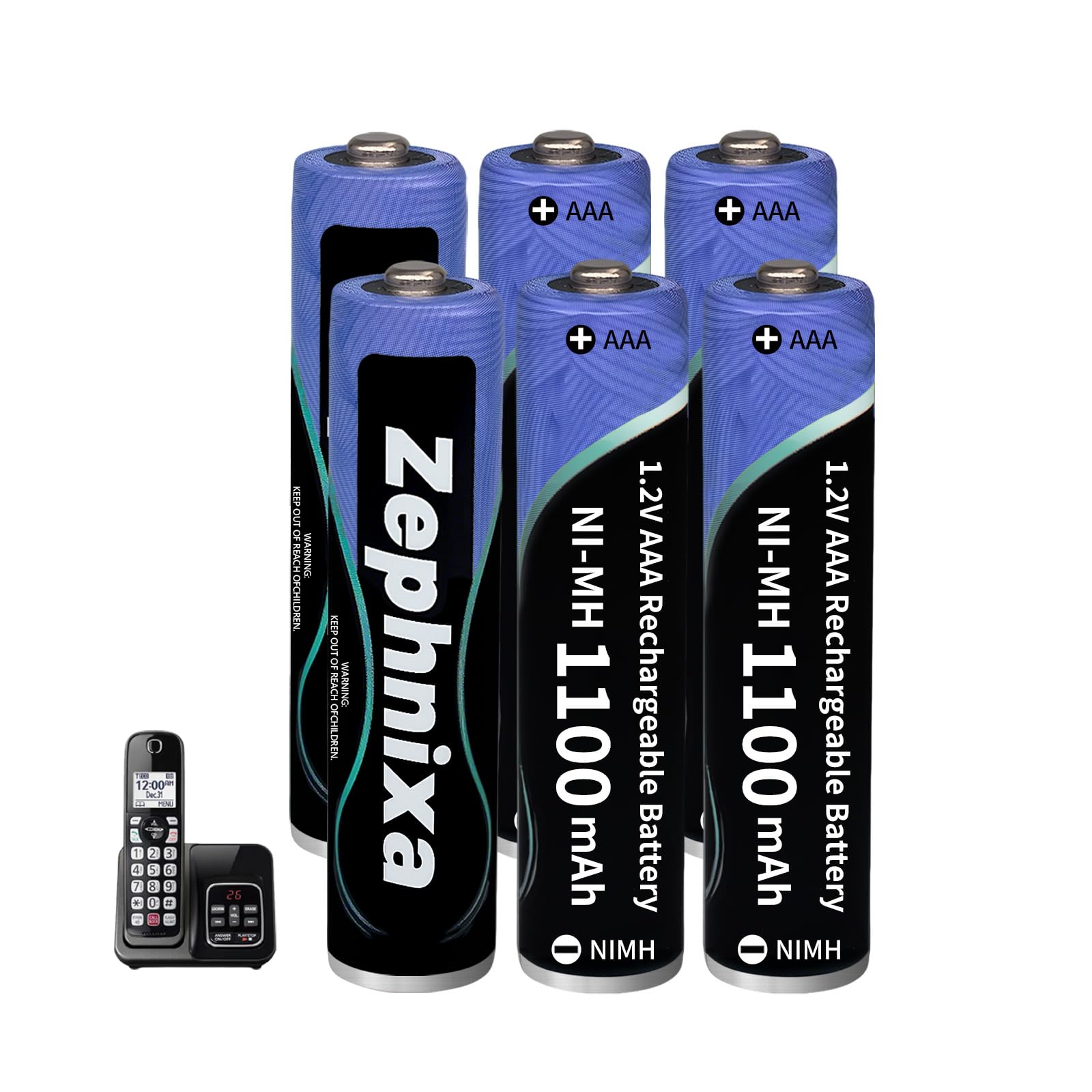 4 Pack 1100mAh AAA Rechargeable Batteries for BT Panasonic Cordless Phones, High Capacity, Low Self-Discharge 1.2V NiMH AAA Battery 2000 Recharge Cycles — view 10