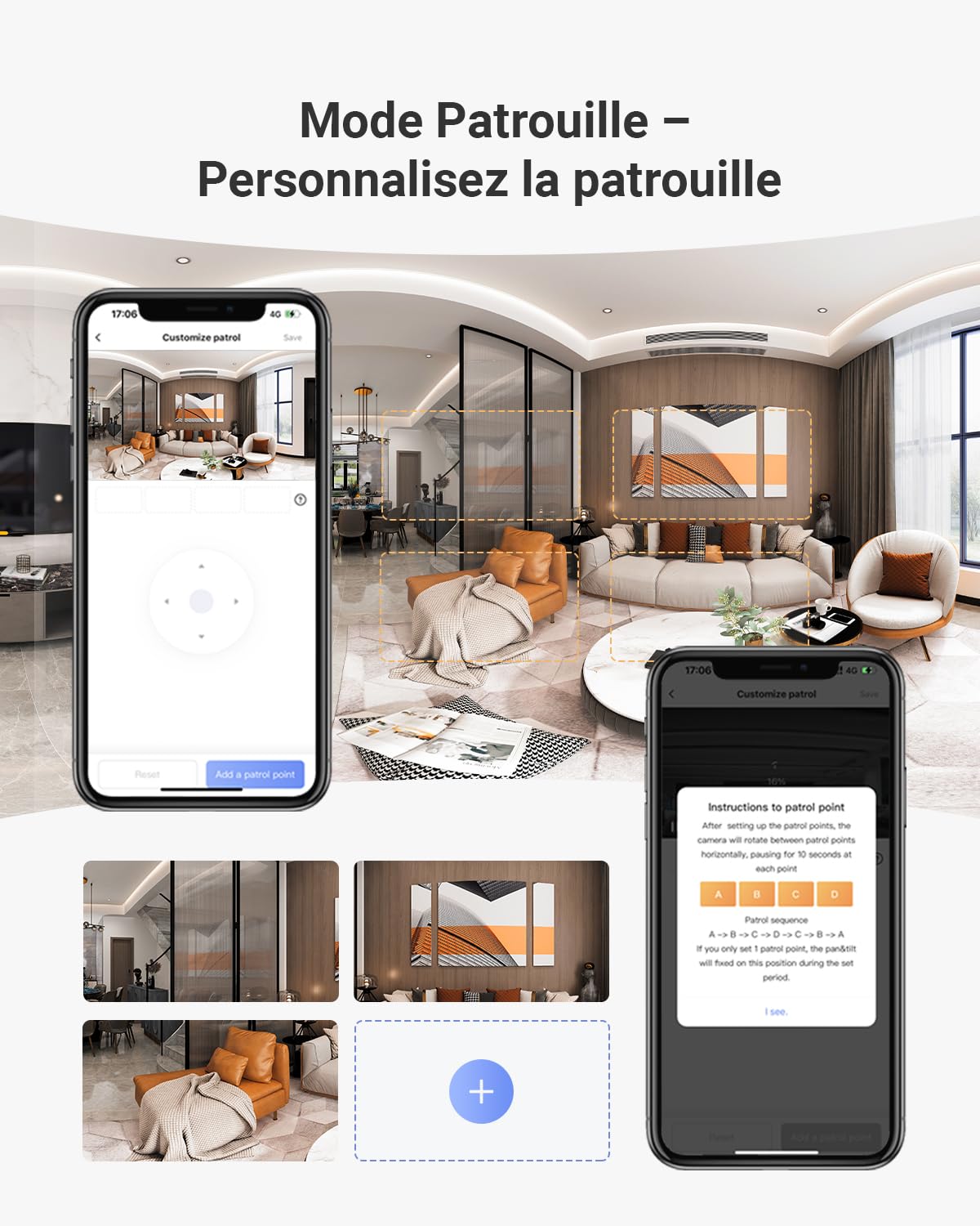 EZVIZ C7 Caméra de Surveillance WiFi Intérieure 4MP à Double Objectif, Caméra de Sécurité 360°, Détection de Personne/Animal, Audio Bidirectionnel, Vision Nocturne, Mode Patrouille/Confidentialité