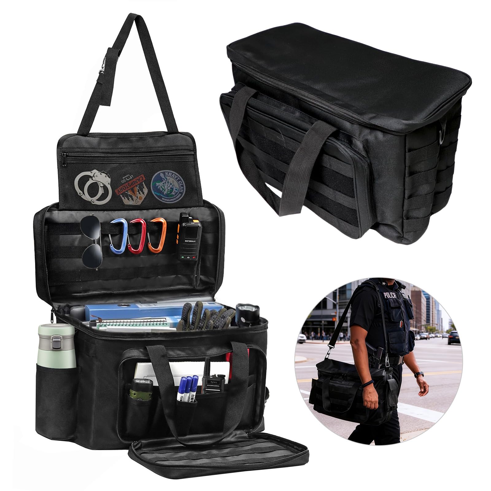 Polizei Tasche Taktische Tasche Range Bag, Waffentasche Molle Organizer Beifahrersitz Auto Vordersitz-Organizer Passend für Beifahrersitz, Reisetasche Militär mit Fach und Getränkehalter