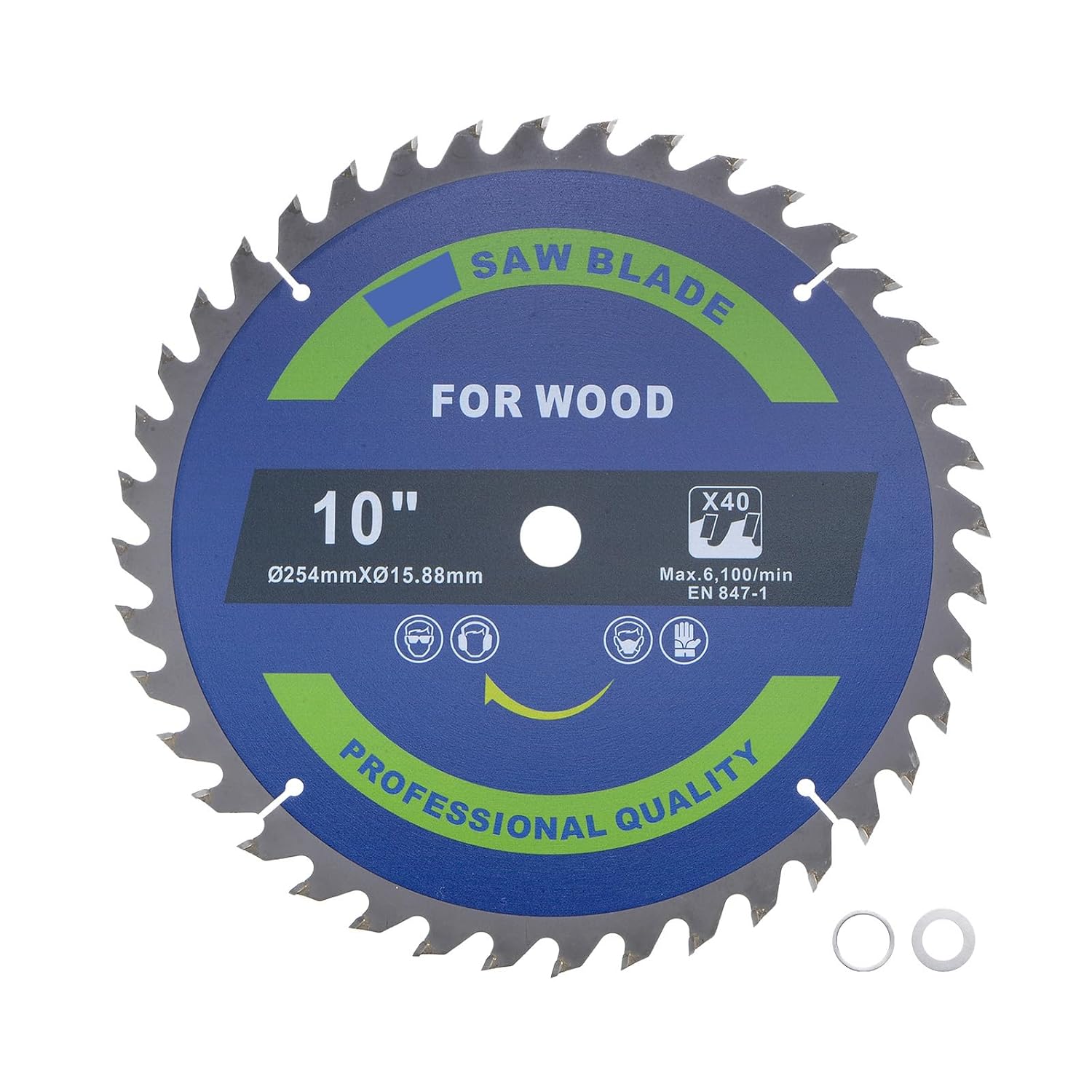 Circular Saw Blade - [10-inch x 40 Teeth x 5/8-inch Arbor] Circular Cutting Blade with 5/8" to 3/8" Washer Adapter for Woodworking Plastic Use, 0.106-inch Kerf