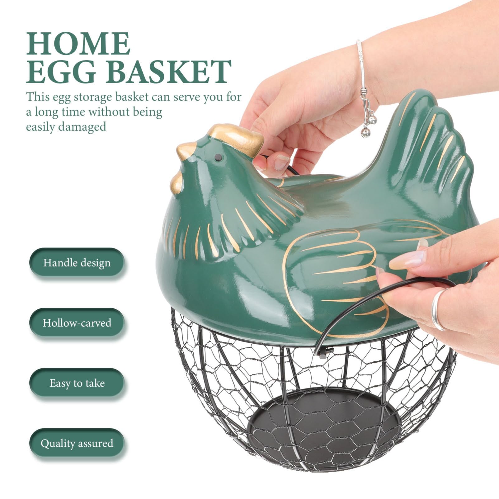 Porta Huevos Portátil de Cerámica E Hierro Tapa para Cocina | Gran Capacidad, Práctico y Resistente al Desgaste, para Objetos Pequeños y Jengibre en Casa