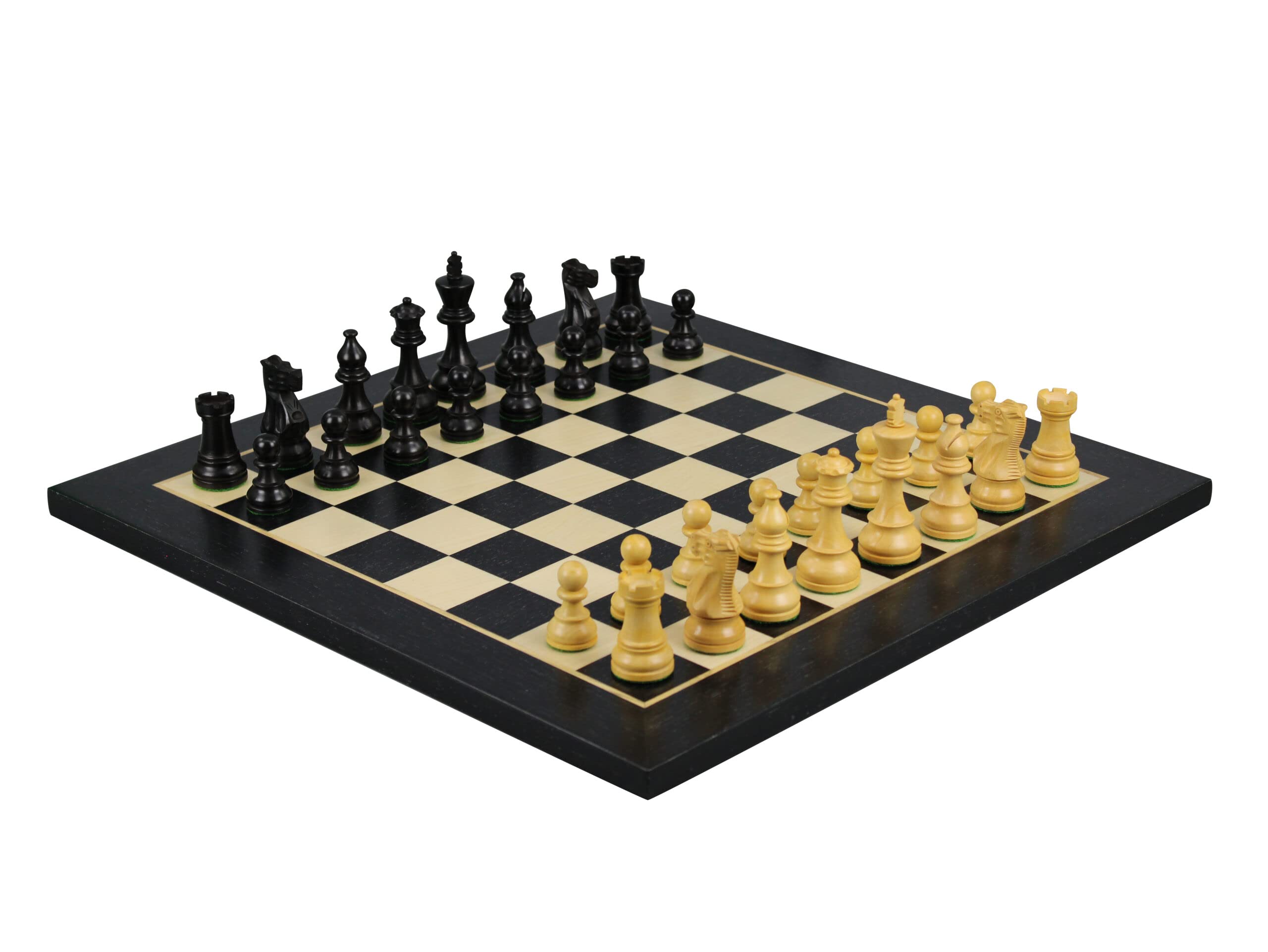 Helena - Set di scacchi a tavola piatta, in legno di ebano, 50 cm, pesato, ebanizzato, stile Atlantico, classico, Staunton, pezzi da 8,75 cm