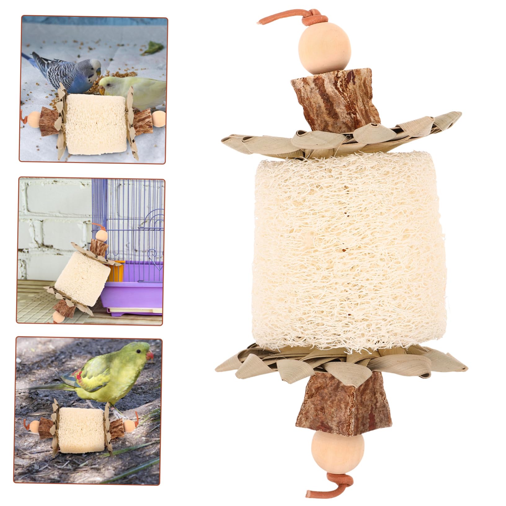 Beaupretty Jouet à Mâcher pour Oiseaux Jouet Luffa pour Perroquet pour Cage Pendentif pour Oiseaux pour Perroquets Et Conures
