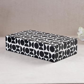 Handicrafts Home Large Decorative Storage Box with Lid 8x5x2 Coffee Table Organizer, Keepsake- Decorative Boxes for Home Decor, Stylish Decorative Box for Office Decor- Geopop- Black White