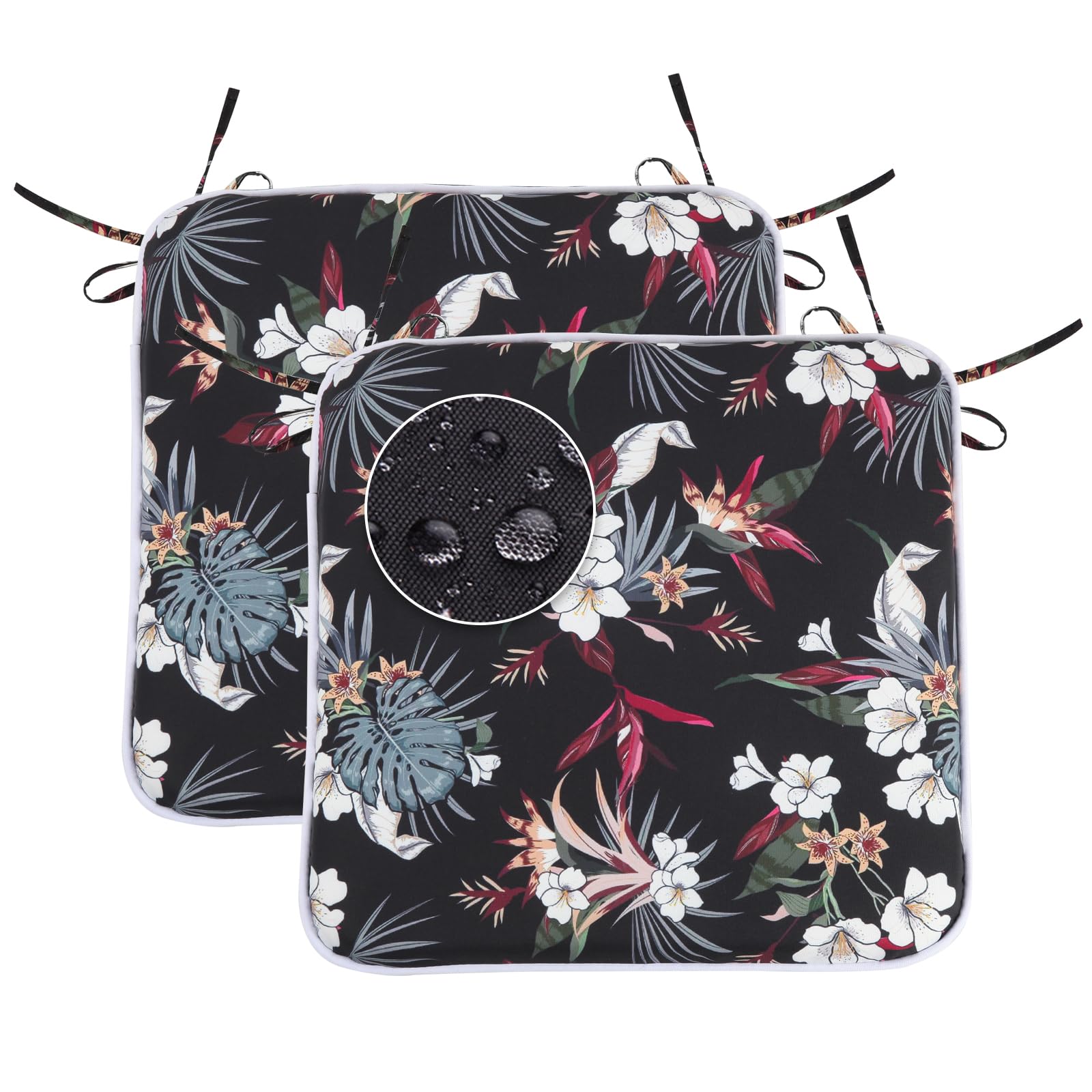 Lot De 4 Coussins De Chaise Avec Rubans, 40X40 Cm, Lavables En Velours