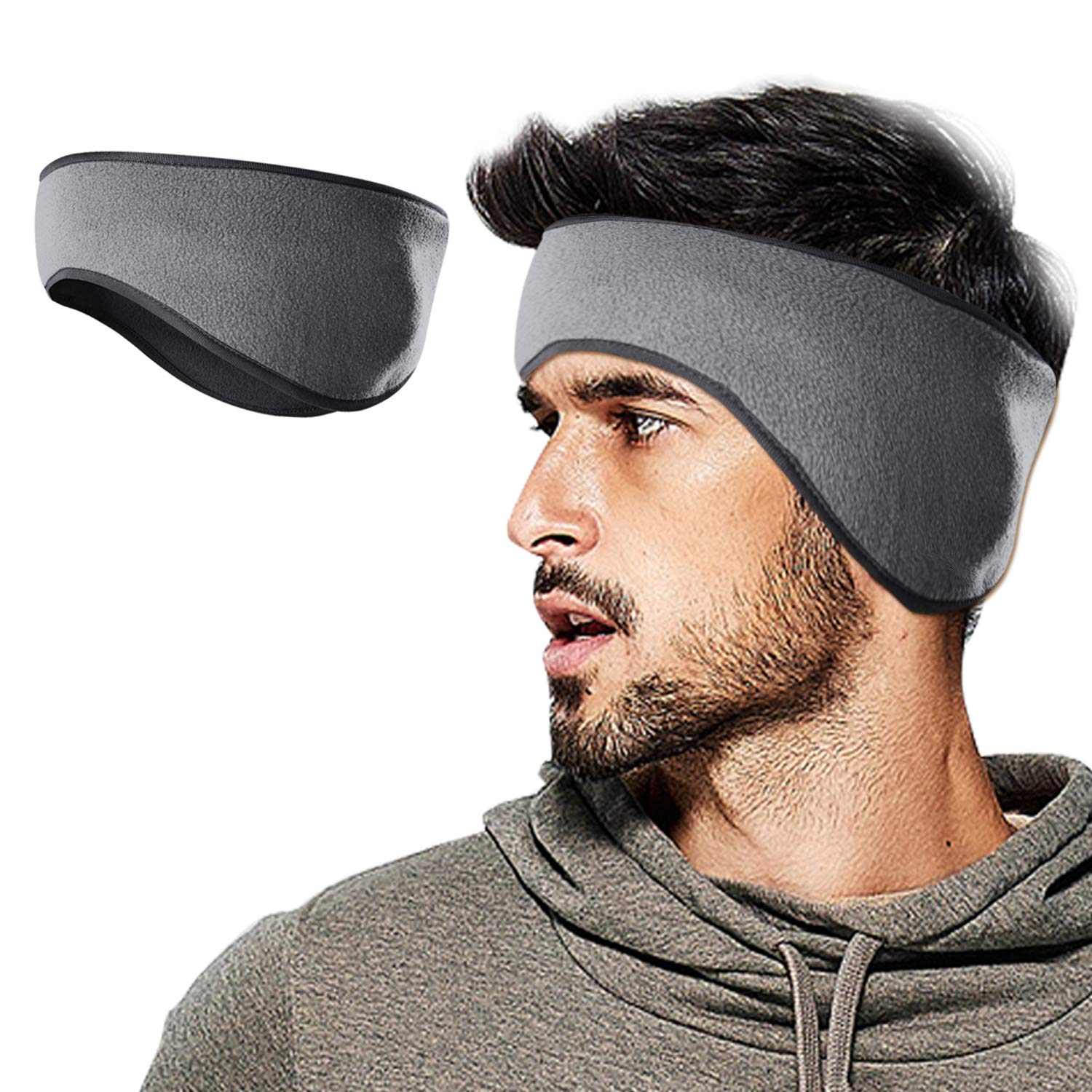 Fleece Ear Warmers/Muffs Headband for Men & Women & Kids Perfect for Cycling Skiing Workout Yoga Running & Riding Motorcycle in Winter - Stay Warm & Performance Stretch-image-18