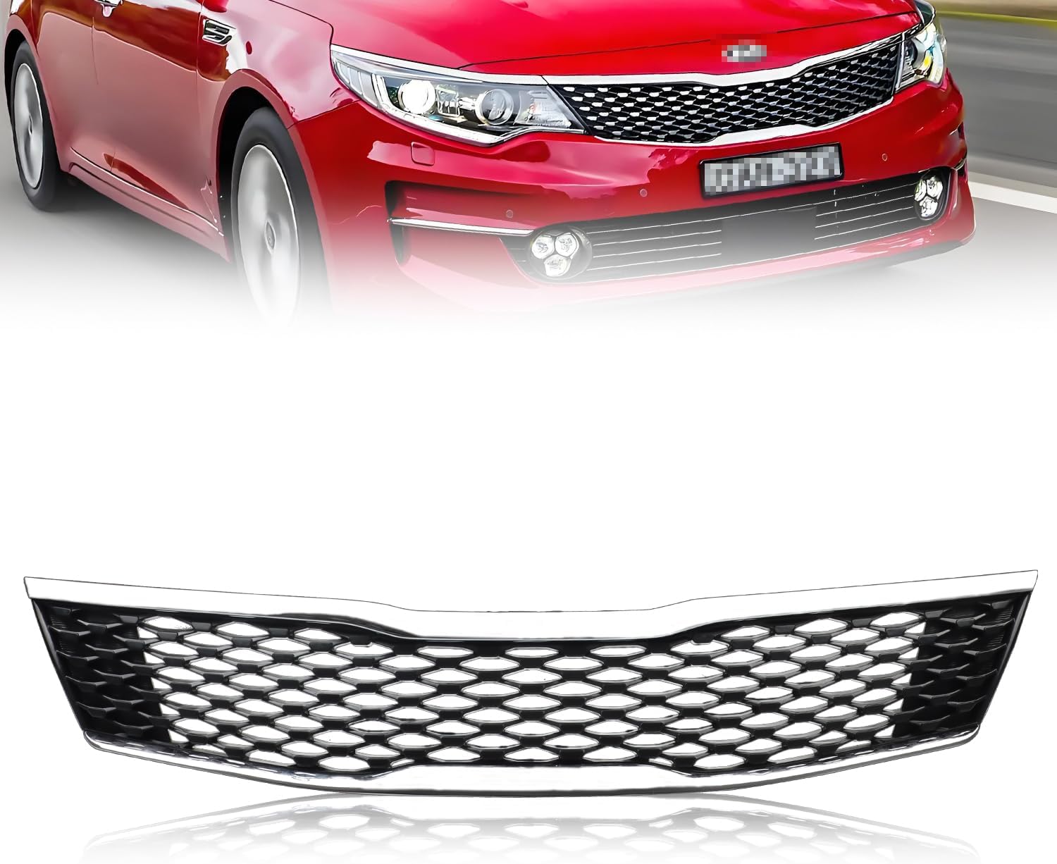 New [Upgraded] Front Grille for 2016 2017 2018 Ki-a Optima LX EX, Optima Bumper Hood Mesh Grill, Glossy Black Bumper Grille