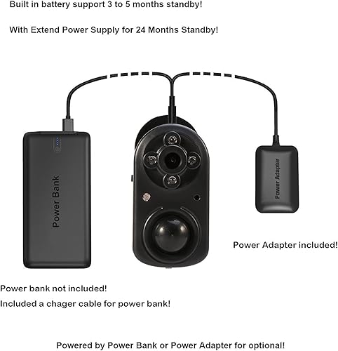 Miniatura 4 de eoqo Cámara de seguridad de oficina en casa a prueba de hackeo, 1080p H.264 Codec alimentado por batería PIR Sensor de movimiento Detecta visión