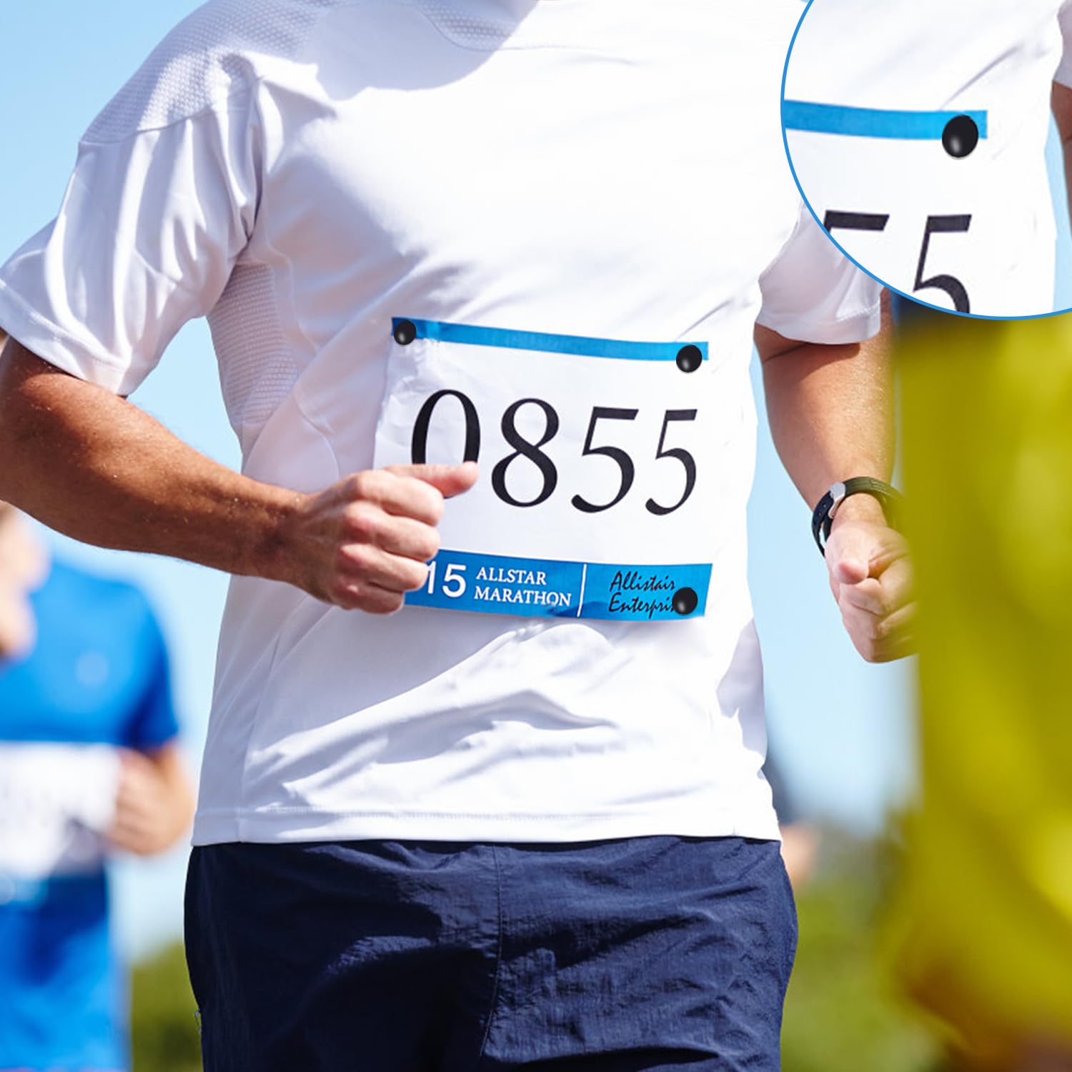 JSMTKJ 4 Pièces Porte Dossard Running, Fixation Nombre Course, Aimants Porte Dorsales pour Coureurs Triathlon Course à Pied Cyclisme