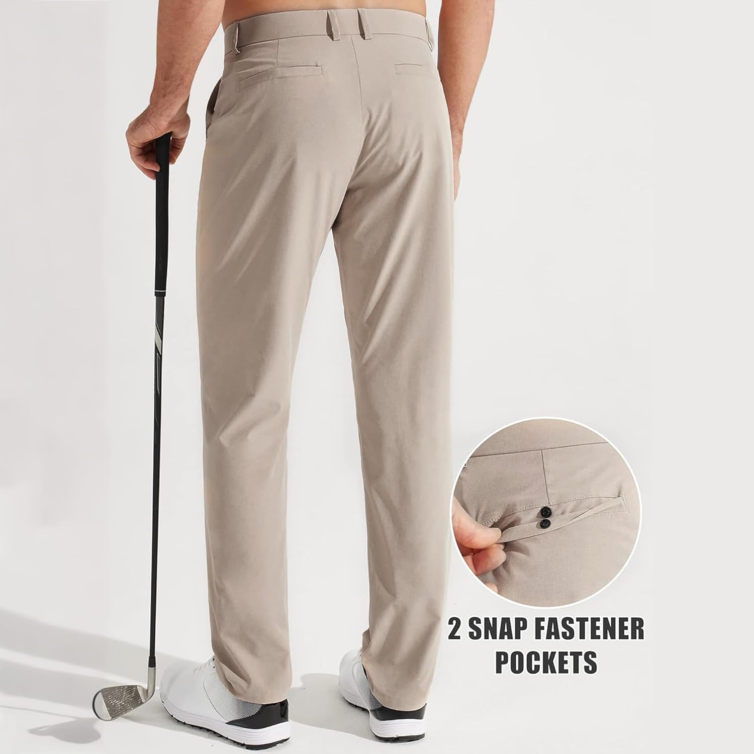 Men's Golf Pants Stretch Lightweight Dress Pants Non-Iron Casual Business Slacks Trousers with Pockets - Image 3