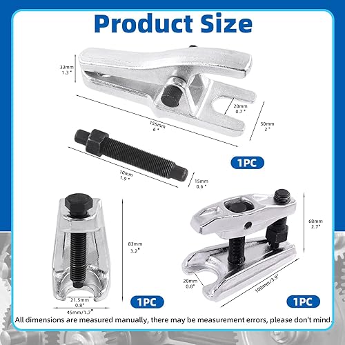 Miniatura 2 de Glarks Juego de 3 separadores universales de rótula, 2 herramientas de extracción de rótula de alta resistencia y 1 extractor de extremo de barra de