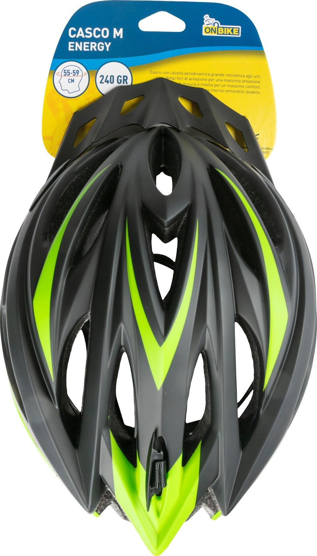 Kask ON BIKE M Energy Rozmiar M 55-59 cm Kask MTB i szosowy - 240 g Lekki z daszkiem, systemem regulacji koła i 21 otworami wentylacyjnymi