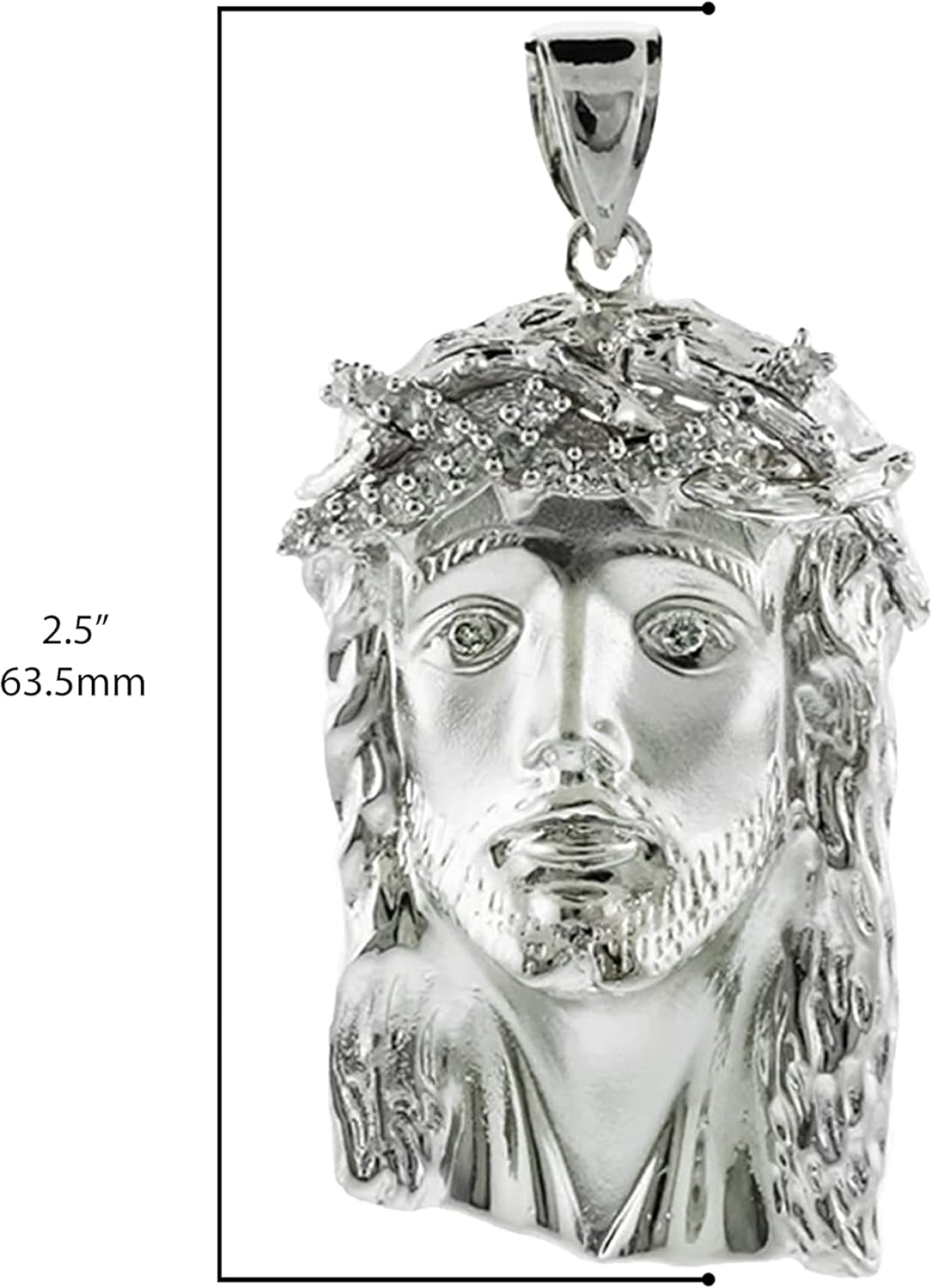 Claddagh Gold Religious Jewelry .925 Sterling Silver Cubic Zirconia Accented Iced Out Jesus Face Pendant Charm - Image 3