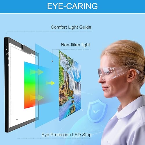 Miniatura 3 de Honesorn Almohadilla de luz recargable de copia A4 con puerto tipo C, tablero de luz ultrafino de pintura de diamante, mesa de luz LED para