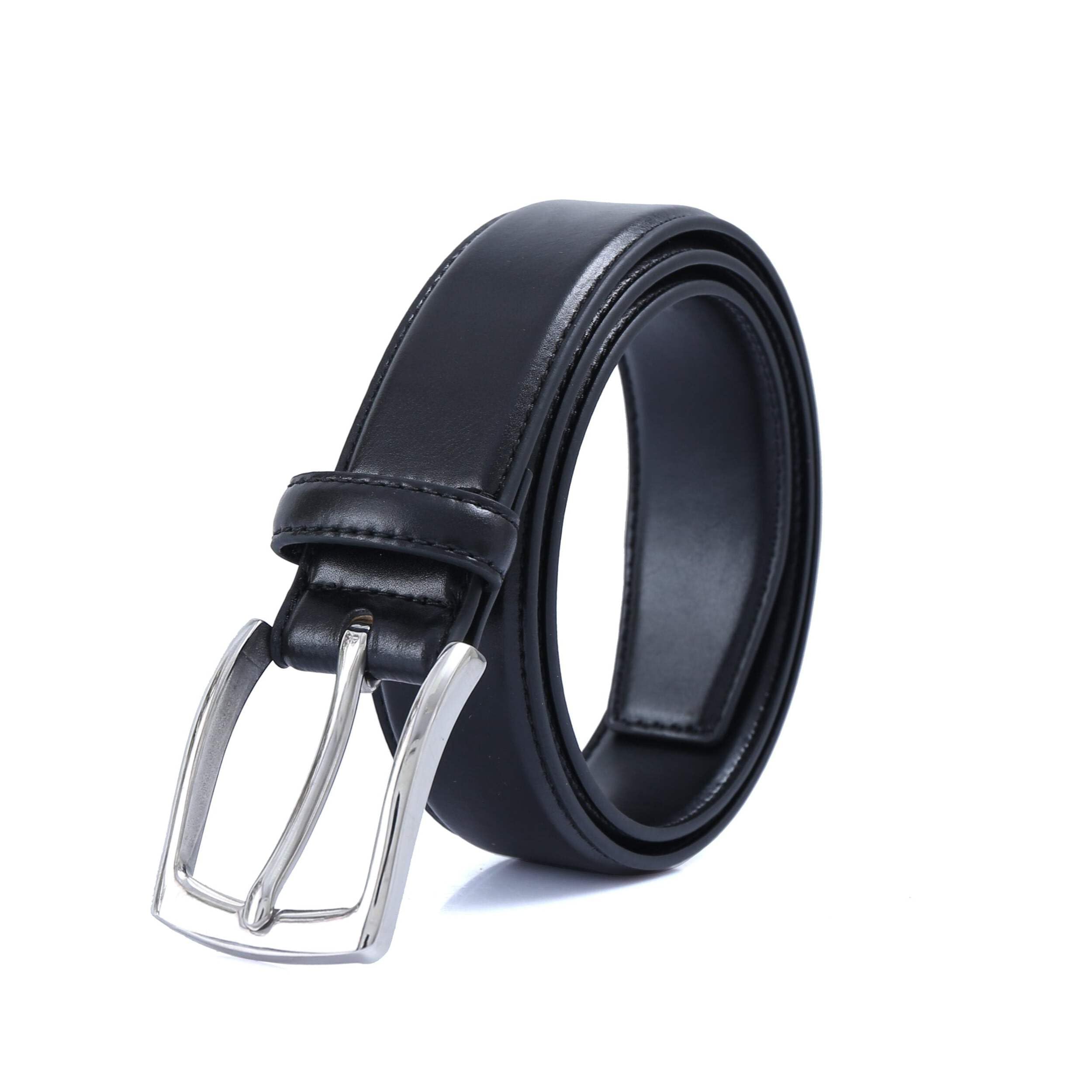 DOSHI Professional 2 - Ultra Premium Quality Polished Chrome Vegan Leather Belt - PVD Buckle Dress Belt for Men