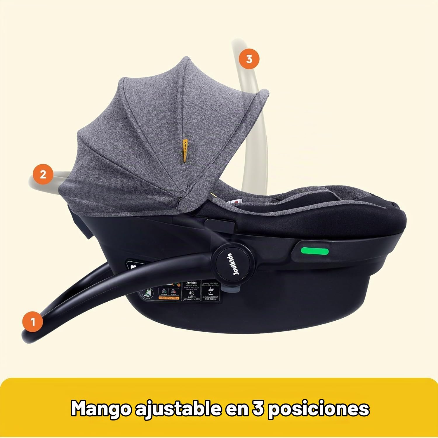 Jovikids Silla Coche Bebé ECE R129, Protección contra Impactos Laterales, Reposacabezas Ajustable, Silla de Coche Viajes para Recién Nacidos Grupo 0/0+, de 40 a 87 cm, 0-18 Meses (Negro)