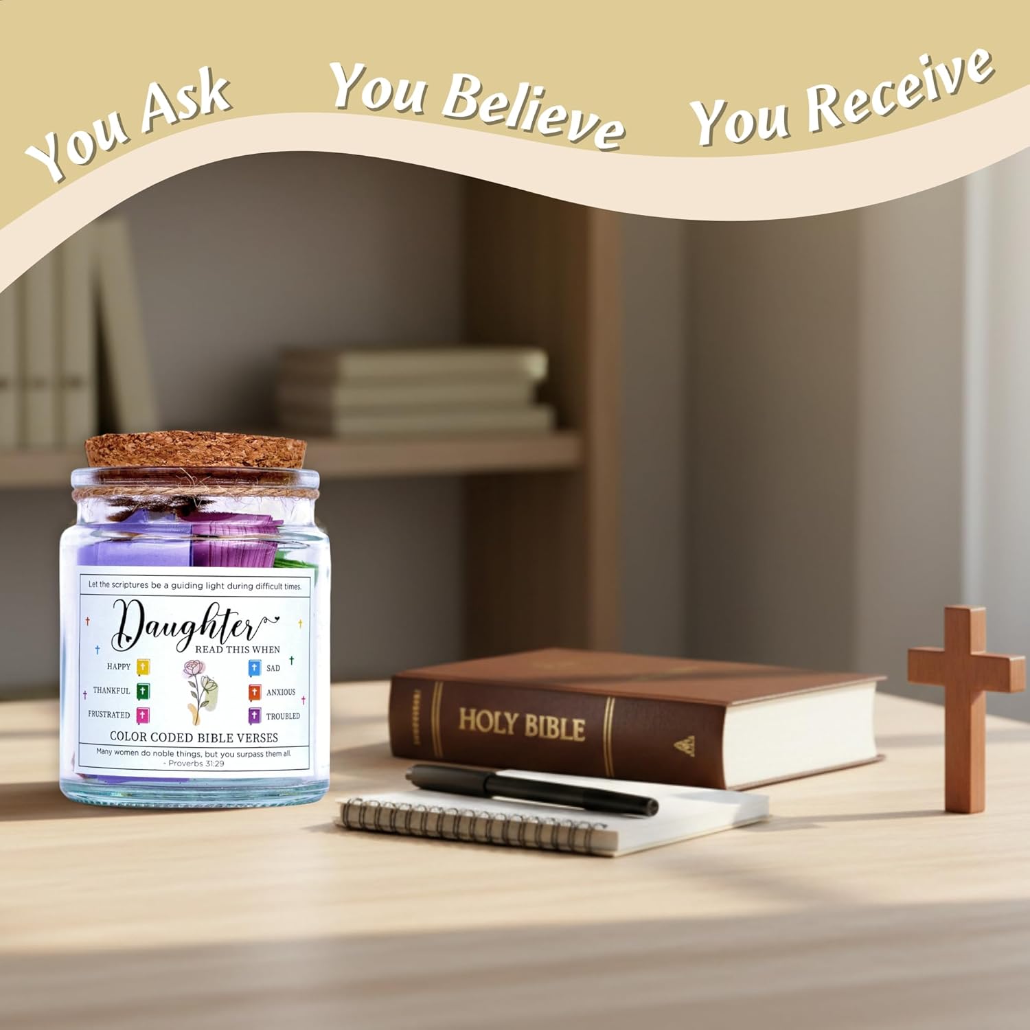 Teen Girl Easter Basket Stuffers, Christian Gifts for Adult Daughter & Teens with 92 Scriptures for Encouragement & Faith | Birthday Gifts for Daughter from Mom, Dad | Spiritual Affirmation Jar