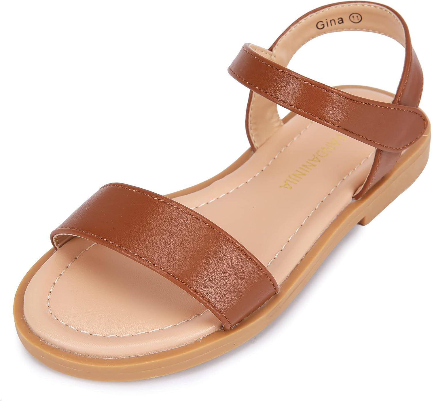 PANDANINJIA Gina Girls Sandals Open Toe Summer Flats Dress Sandals Shoes Toddler/Little Kid/Big Kid