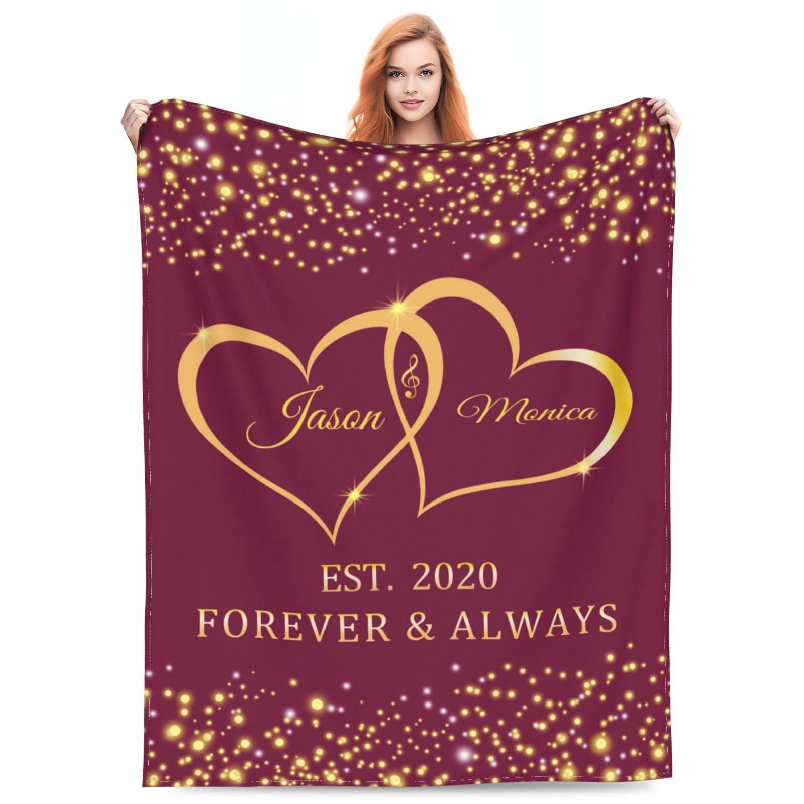 Ayambetus Custom Couples Name Thick Throw Blanket Personalized Flannel Bed Blankets Customized Birthday Anniversary Valentines For Wife Husband Boyfriend Girlfriend