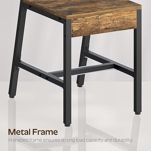 Miniatura 5 de CY03L2BR - Juego de 2 sillas de comedor industriales con marco de metal, respaldo inclinado, juego de sillas de comedor de madera, para cocina, sala