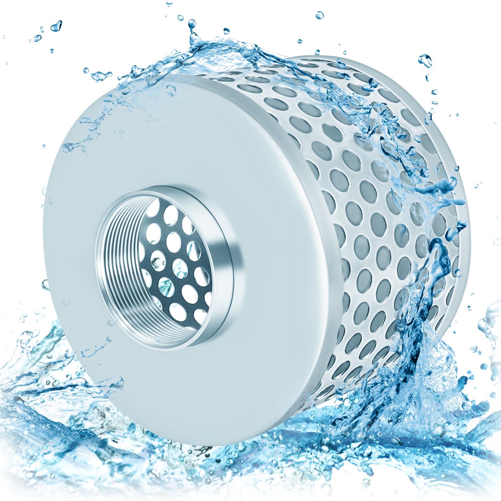 2” Pump Suction Hose Strainer, Round Hole Steel Basket Water Suction Filter, Carbon Steel Plated, with NPT Female Thread (2 inch)