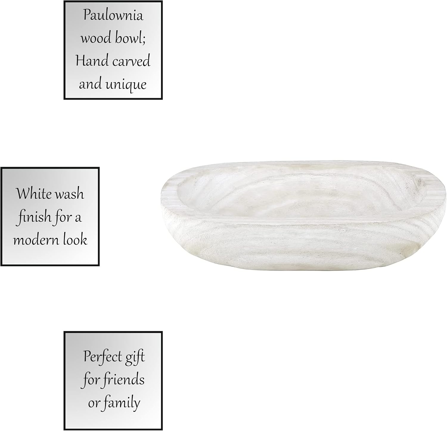 Santa Barbara Design Studio Table Sugar Paulownia Wood Bowl, 12.25-Inch Diameter, White